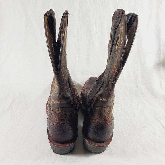 Ariat Heritage Roughstock Western Boots 11 D Square Toe Cowboy Brown Oiled Rowdy - Picture 3 of 6